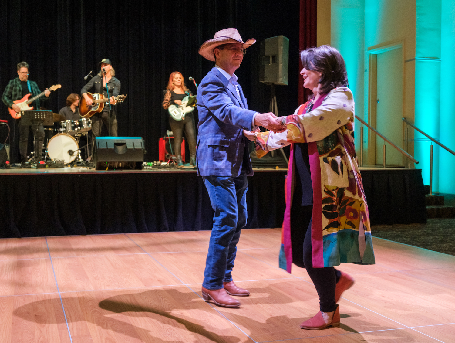 President James W. Nemitz, Ph.D., and his wife, Nancy Bulla Nemitz, dance at the WVSOM Wild West Benefit paid tribute to Bob Foster, D.O., who recently retired after 45 years of service to the school, most recently serving as its assistant dean for osteopathic medical education.
