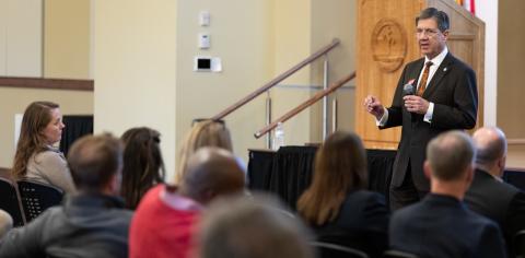 Leadership West Virginia class hears WVSOM President James W. Nemitz presentation