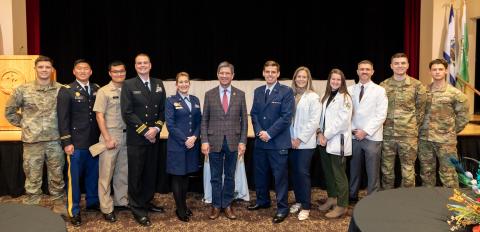 WVSOM president James W. Nemitz, Ph.D., stands in the middle of a group photo during the 