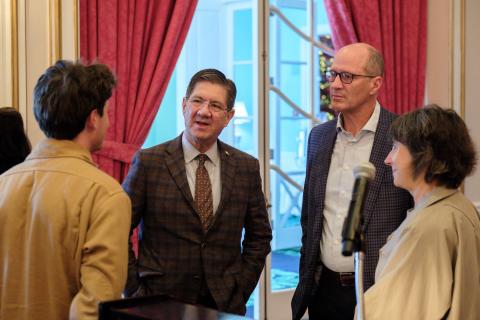 WVSOM President James Nemitz talks with students and foundation members at the Nov. 5 Donor Appreciation Breakfast for members of organizations whose financial contributions made the Wild West Benefit a success, allowing WVSOM to raise scholarship funds, and for the lifetime giving leaders who have donated to the school through the foundation. 